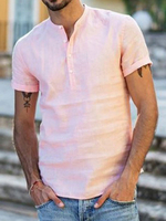Chemise décontractée col montant rose chic