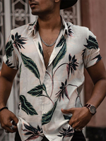 Chemise décontractée col rabattu blanc imprimé chic