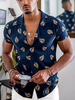 Chemise décontractée col rabattu chic imprimé marine foncé