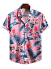 Chemise décontractée col rabattu simple pêche imprimée rose