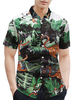 Chemise décontractée col rabattu vert imprimé tigre