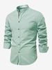 Chemise Décontractée Confortable Hommes Couleur Unie Coupe Cintrée En Coton