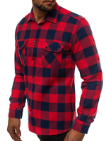Chemise Décontractée Homme À Capuche À Carreaux Bordeaux Hommes