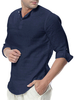 Chemise Décontractée Homme Col Montant Chic Chemises Homme Marine Foncé