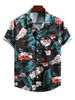 Chemise Décontractée Homme Col Rabattu Chemises Homme Vert Foncé Imprimé Chic