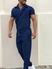Chemise Décontractée Homme Col Rabattu Chic Bleu Bouton