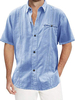 Chemise Décontractée Homme Col Rabattu Chic Bleu Ciel Clair Chemises Homme