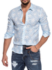 Chemise Décontractée Homme Col Rabattu Décontractée Imprimée Bleu Bébé Chemises Homme