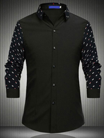 Chemise Décontractée Homme Col Rabattu Manches Longues Chic Chemises Noires