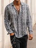 Chemise Décontractée Homme Col Rabattu Simple Imprimé Serpent Blanc