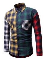 Chemise Décontractée Hommes Col Rabattu Manches Longues Illustrations Décontractées Chemises Carreaux