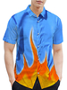 Chemise Décontractée Imprimé feu Bleu Ciel Clair Col Rabattu