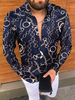 Chemise Décontractée Imprimée Chaînes Marine Foncé Chemises Homme