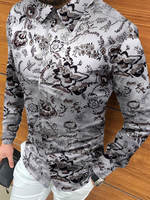 Chemise Décontractée Imprimées Grises Hommes