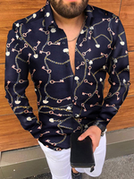 Chemise Décontractée Imprimées Marine Foncé Hommes