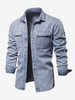 Chemise Décontractée Manches Longues Hommes Couleur Unie Coupe Cintrée En Denim