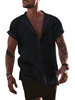Chemise décontractée pour homme à col bijou Chemises homme chic noir