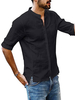 Chemise décontractée pour homme à col bijou Chemises noires pour hommes