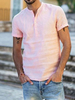 Chemise décontractée pour homme à col en V Chemises homme rose