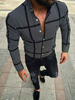 Chemise décontractée pour homme à col rabattu Chemises chic à carreaux noires pour hommes