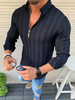 Chemise décontractée pour homme à col rabattu Chemises classiques noires pour hommes