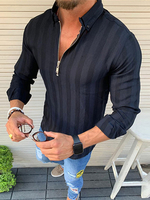 Chemise décontractée pour homme à col rabattu Chemises classiques noires pour hommes