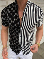 Chemise décontractée pour homme à col rabattu Chemises décontractées imprimées noires pour hommes