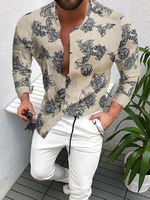 Chemise décontractée pour homme à col rabattu Chemises décontractées imprimées pour hommes