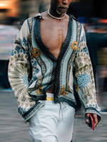Chemise décontractée pour homme à col rabattu Chemises homme bleu bébé imprimées classiques