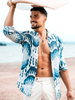 Chemise décontractée pour homme à col rabattu Chemises homme bleu ciel clair imprimées chic