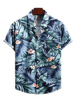 Chemise décontractée pour homme à col rabattu Chemises homme chic imprimé marine foncé