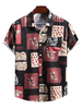 Chemise décontractée pour homme à col rabattu Chemises homme rouge chic imprimée
