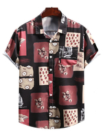 Chemise décontractée pour homme à col rabattu Chemises homme rouge chic imprimée