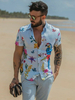 Chemise décontractée pour homme à col rabattu Chemises pour hommes blanches imprimées