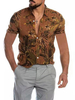 Chemise décontractée pour homme à col rabattu Chemises pour hommes blanches imprimées chic