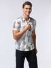 Chemise décontractée pour homme à col rabattu Chemises pour hommes blanches imprimées chic