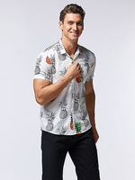 Chemise décontractée pour homme à col rabattu Chemises pour hommes blanches imprimées chic