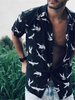 Chemise décontractée pour homme à col rabattu Chemises pour hommes bleu marine foncé imprimées chic