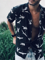 Chemise décontractée pour homme à col rabattu Chemises pour hommes bleu marine foncé imprimées chic