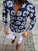 Chemise décontractée pour homme à col rabattu Chemises pour hommes bleues imprimées chic