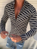 Chemise décontractée pour homme à col rabattu Rayures décontractées Chemises pour hommes noires