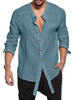 Chemise Décontractée Pour Homme Col Montant Chic Bleu Chemises Homme