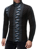 Chemise Décontractée Pour Homme Col Montant Manches Longues Illustrations Chemises Noires
