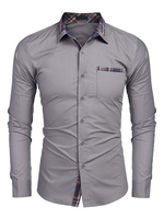 Chemise décontractée pour homme Col rabattu Casual Bloc de couleur amovible Bleu bébé Chemises pour hommes