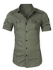 Chemise décontractée pour homme Col rabattu Casual Bloc de couleur amovible Kaki Chemises pour hommes