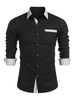 Chemise décontractée pour homme Col rabattu Casual Bloc de couleur amovible Noir Chemises pour hommes