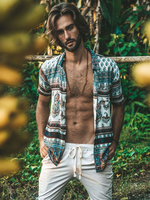 Chemise Décontractée Pour Homme Col Rabattu Chemises Homme Vertes Imprimées Décontractées