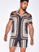 Chemise Décontractée Pour Homme Col Rabattu Imprimé Chemises Homme Noir