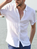 Chemise décontractée pour hommes à col rabattu Chemises blanches décontractées pour hommes