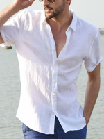 Chemise décontractée pour hommes à col rabattu Chemises blanches décontractées pour hommes